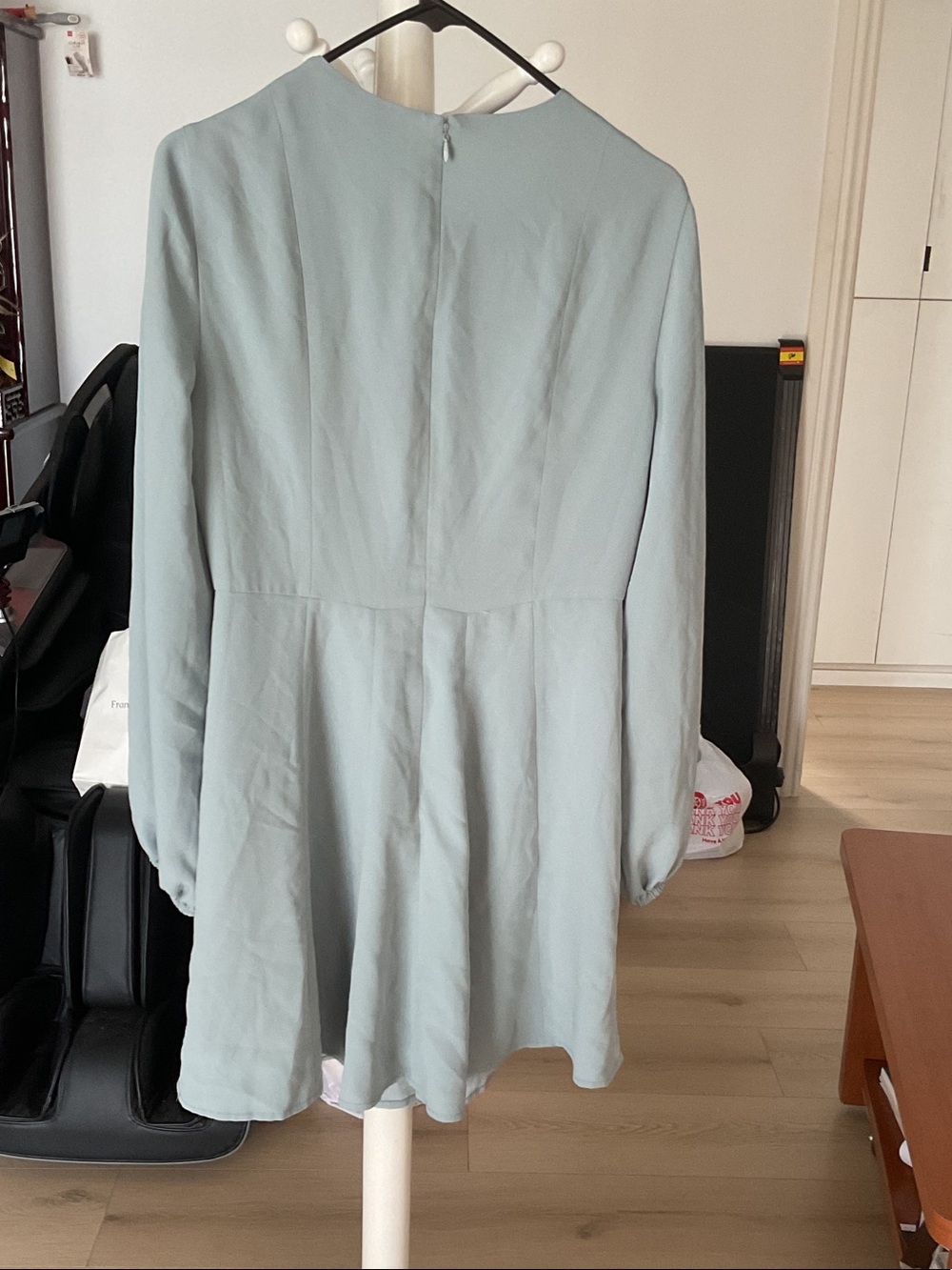 BCBGMaxAzria Mint Green Long-Sleeve Mini Fit-and-Flare Dress
